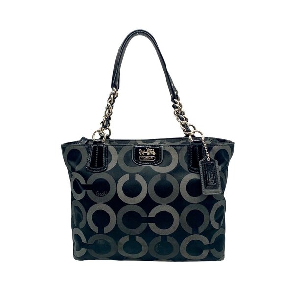 Coach Black & Gray Signature Sateen Madison Tote & Matching Wallet 20483 - Picture 1 of 13